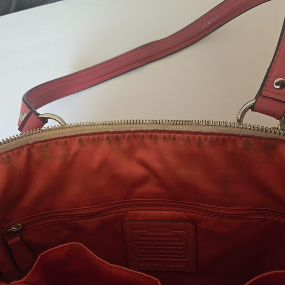 Coach Daisy Spectator Leather Tote F23922 SV/Vermillion - Picture 9 of 9